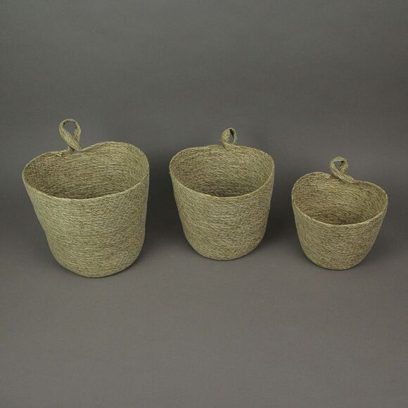 Set of 3 Woven Hanging Basket Decorative Organizer Pockets Home Storage Decor - Picture 4 of 5